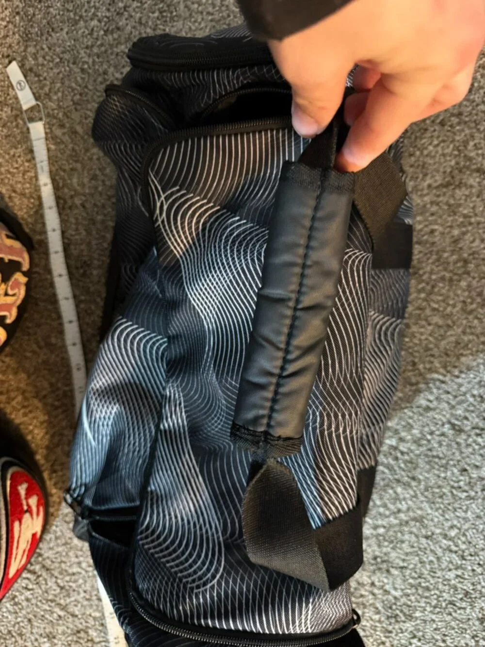 Nike Black White Graphic Print Gym Duffle Bag Sports Travel Overnight